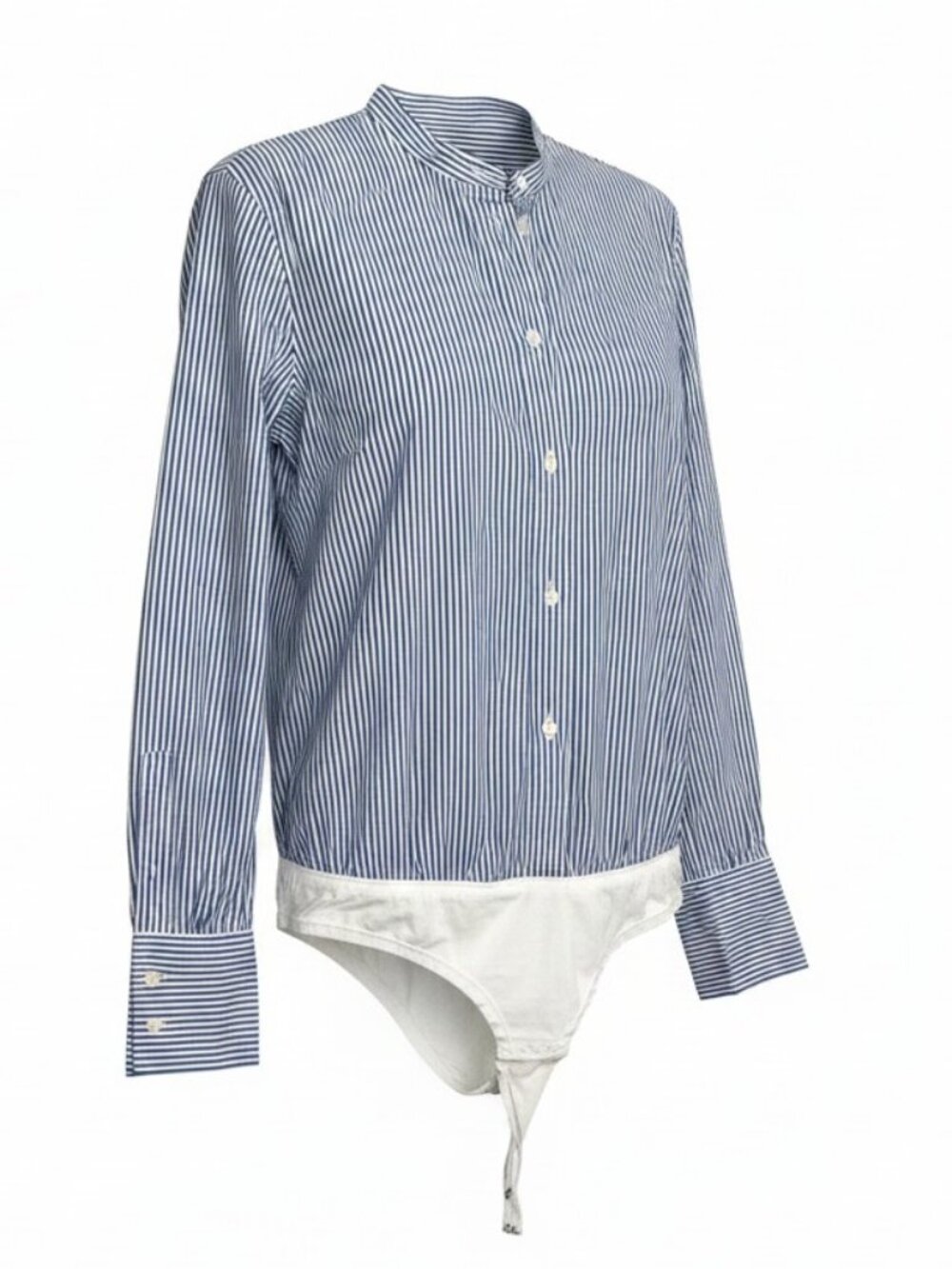 J.Crew Blue White Striped Button Front Bodysuit Top Size 2
